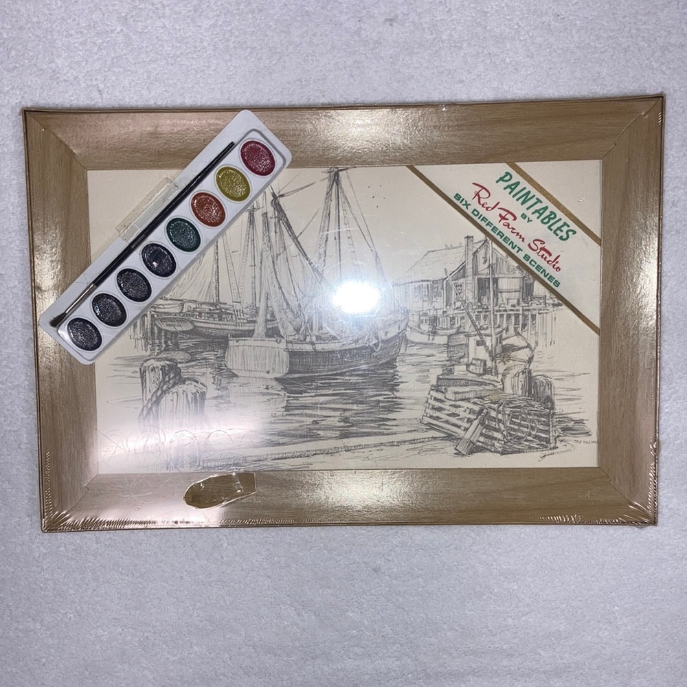 NWT vintage nautical boats paintables by red farm studio six different scenes